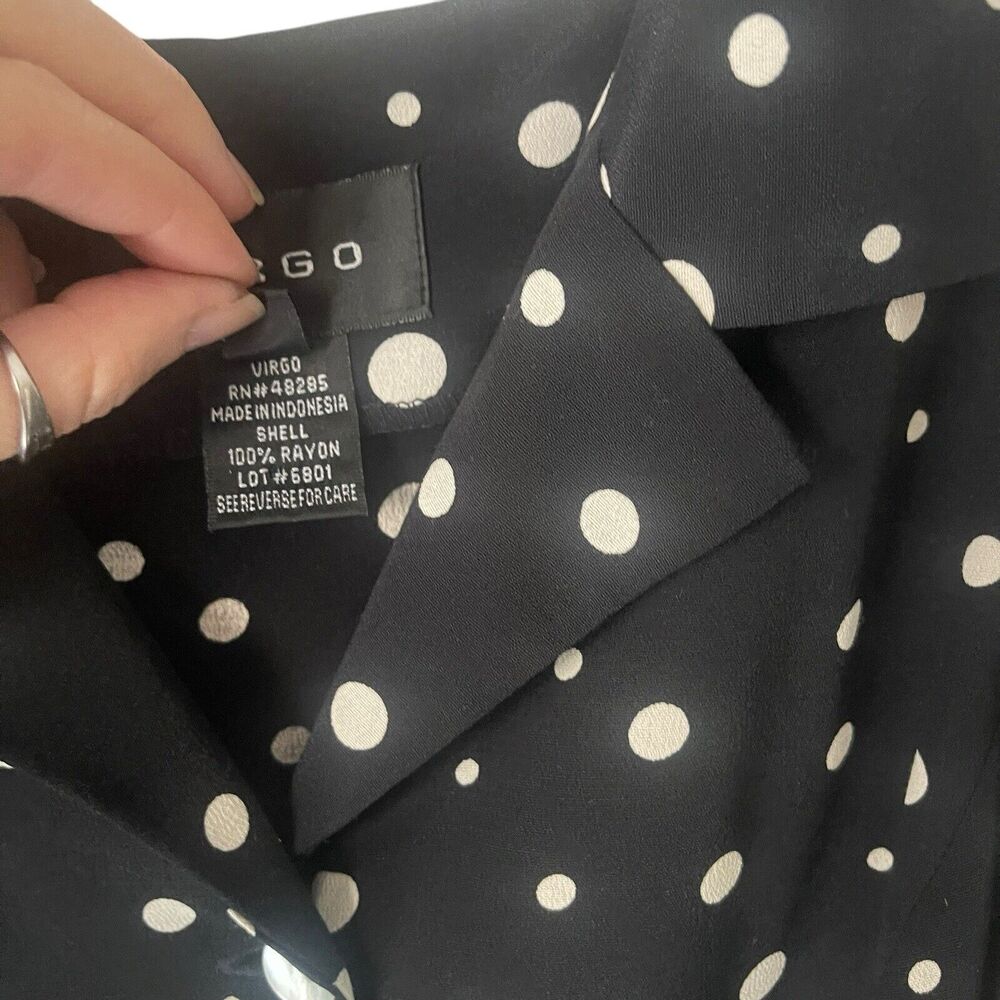 Virgo Black and White Polka Dot Dress - Picture 6 of 10